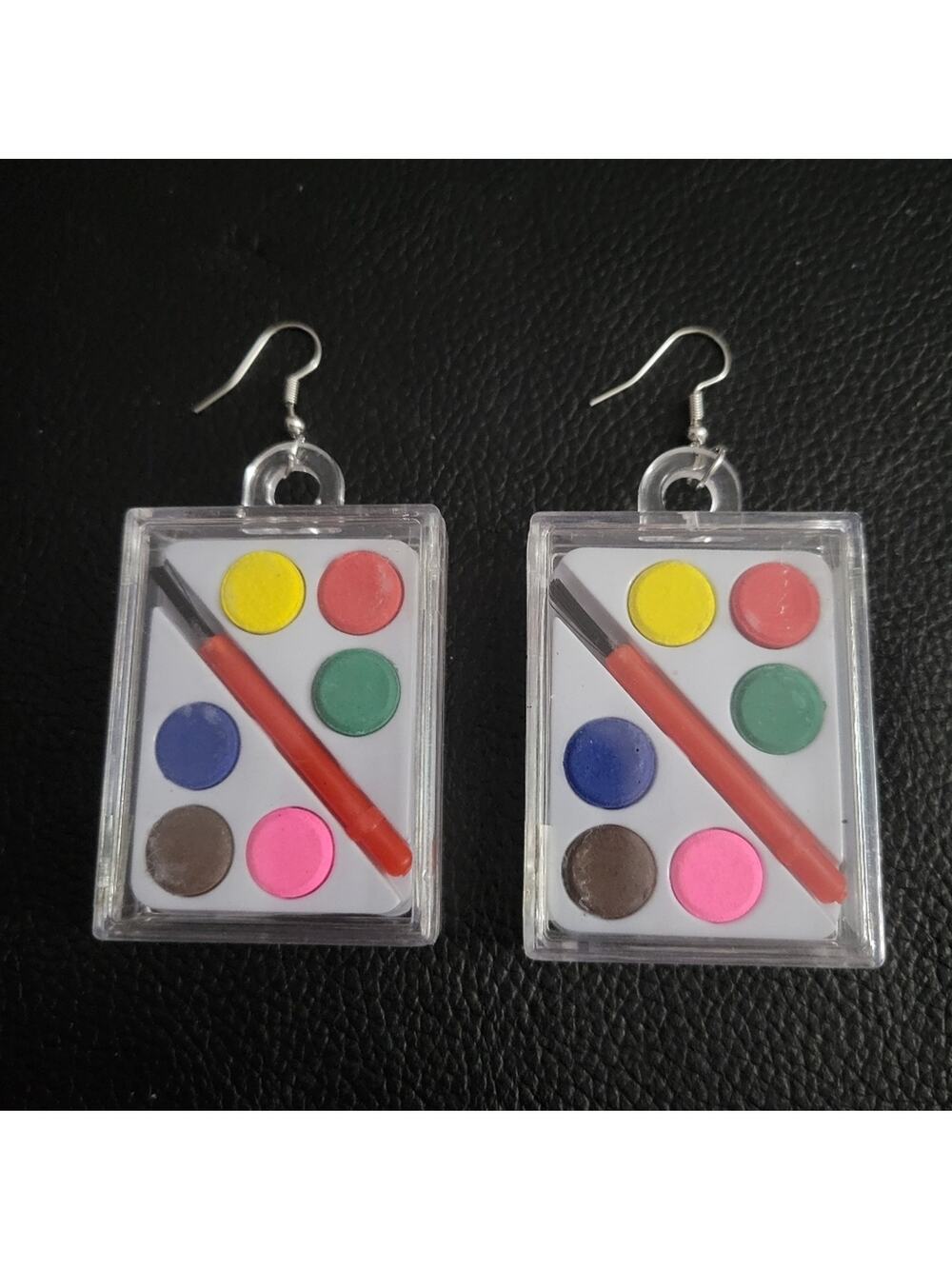 Working watercolor paint pallet artistic earrings